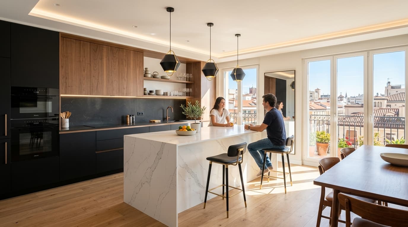 Cocina abierta con isla